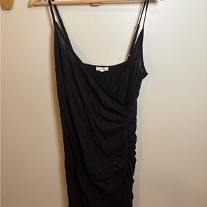 LA MIEL Black Ruched Mini Dress